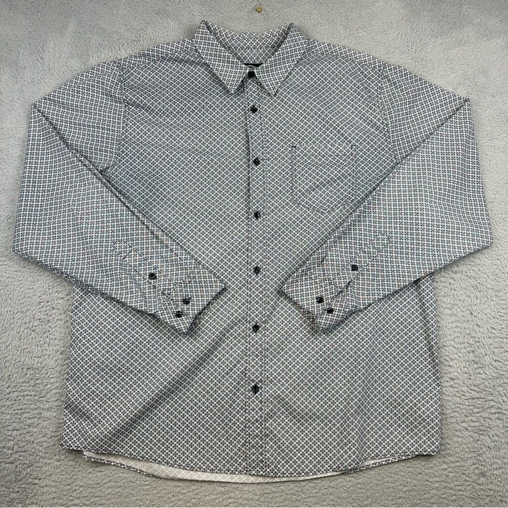 Gibson Trading Shirt Mens 2XL Gray Diamond Plaid Button Up Business Casual‎